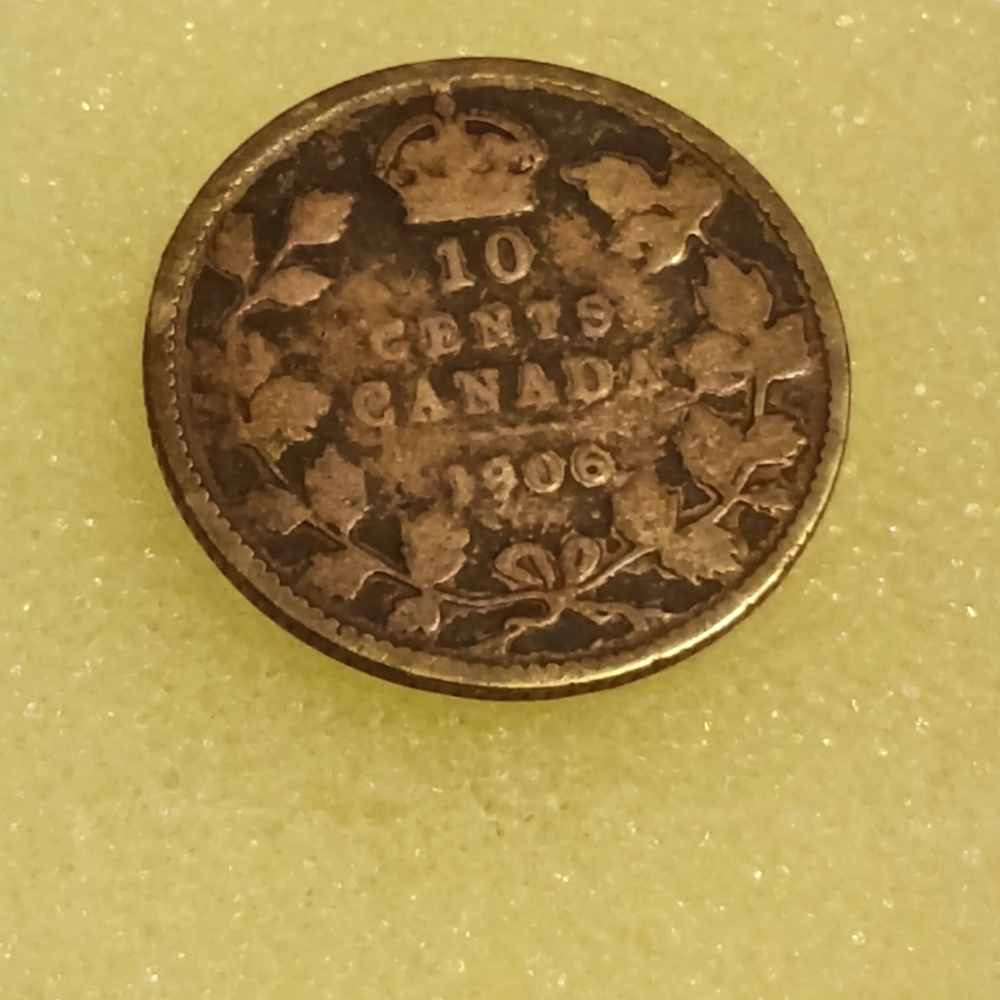 1906 Canada 10 Cents Coin​Edward VII, 92.5% Silver,    120 years old